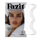 Fazit makeup patches snowflake-speckles closeup for delicate festive glow.