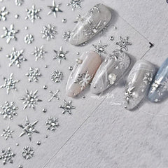 FBABFBUO snowflake nail stickers with diamond relief embossed offer realistic, premium nail art.