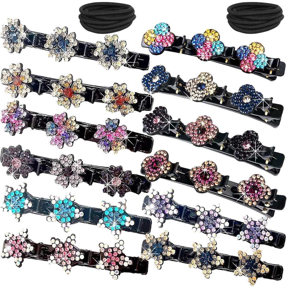 FCLEIH sparkling crystal braided hair clip shines in sunlight for glamorous daily wear