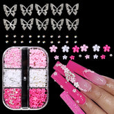 Fcozpjk 3D nail flowers pink and white for chic decor and customization.