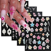 Fcozpjk Flowers Nail Stickers four sheets for versatile floral nail art designs.