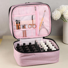 Fcozpjk Nail Polish Organizer Case drawer layout shows double layers for organization