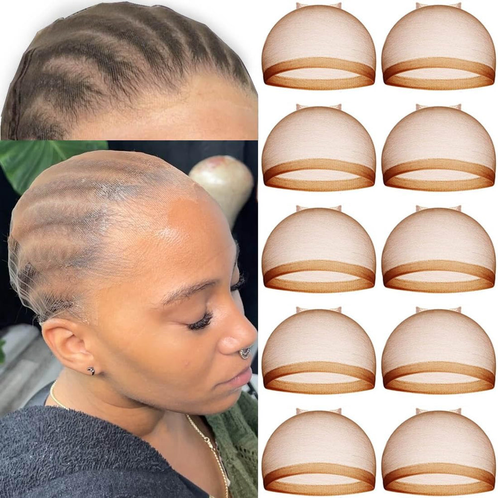 FDBJulyy dark brown hd wig cap pack-10 offers natural skin-tone match for wigs.