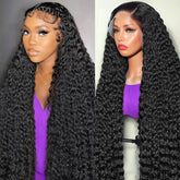 FDSAFEF 34-Inch Deep Wave Wig full-length view shows natural movement for versatile styling