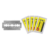 Feather double-edge blades pack-shot highlights a 50-count box for consistent daily use.