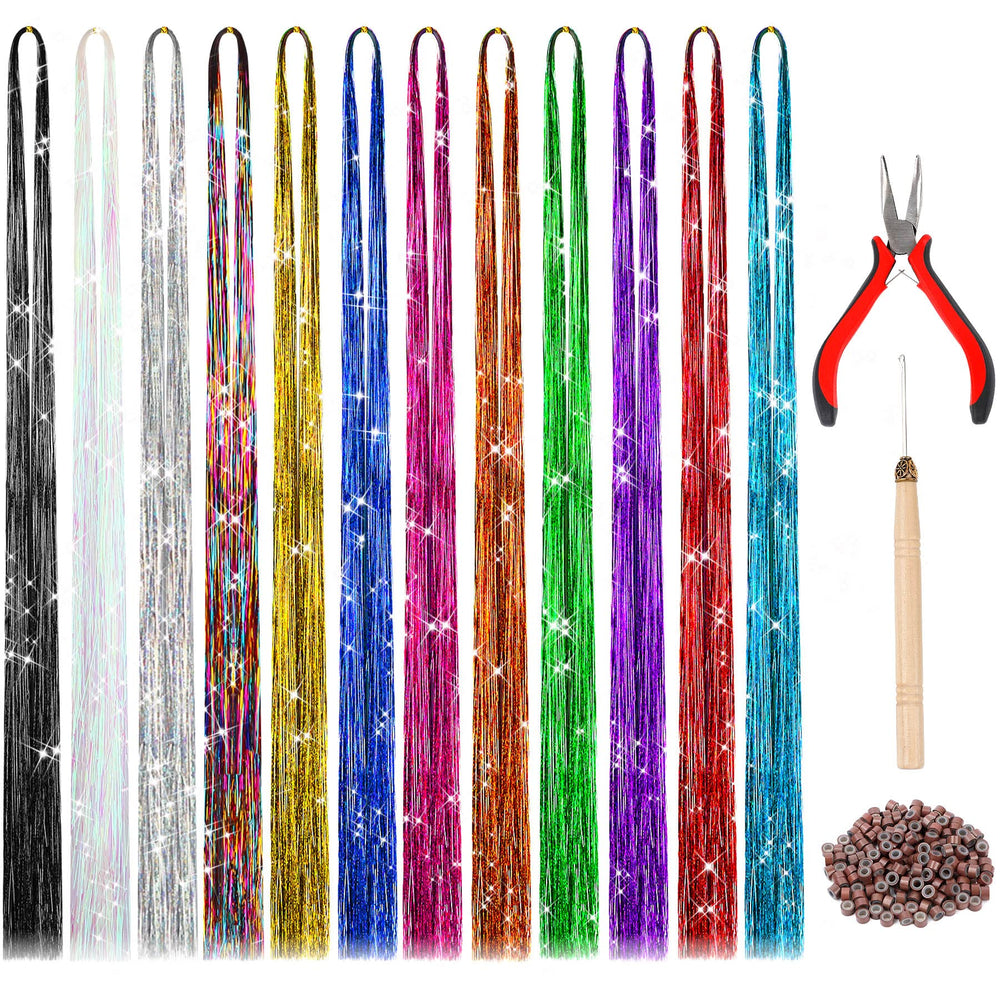 FEBSNOW 12-color tinsel icicles with vibrant strands for festive decor