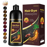 Fedulili Instant Coffee Hair Dye Shampoo bottle pours for quick gray coverage.