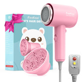 Feekaa Kids Hair Dryer pink, compact for easy travel and gentle styling.