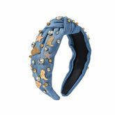 Feeldeal Western cowgirl headband with blue crystals for rodeo-ready sparkle