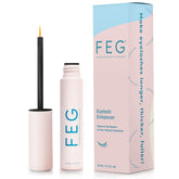 FEG eyelash serum bottle with brush for easy nightly conditioning.