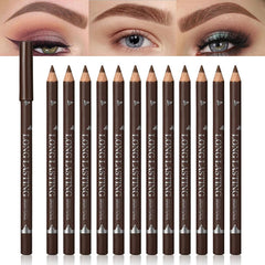 FeiCuiYun 12Pcs eyebrow pencils wooden-core brown provide smooth glide for natural brows all day
