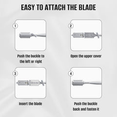 FEISIER side-by-side design thinning tool supports versatile cutting on thick and thin hair.