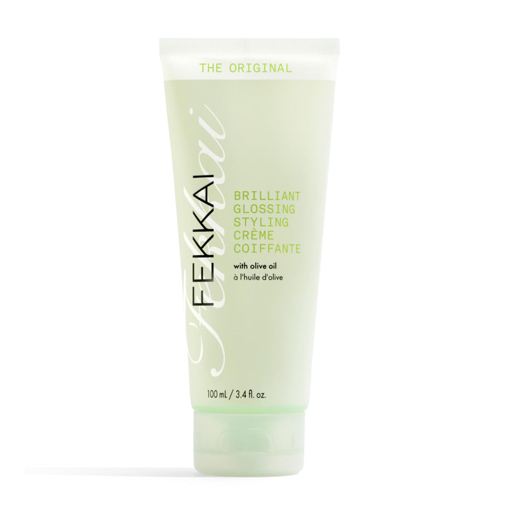 Fekkai Glossing Creme bottle on vanity delivers glossy shine and smoothness.