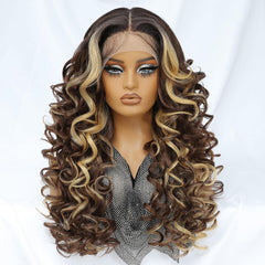 Felek honey-blonde-wig long loose wave 24in lace front for natural everyday wear