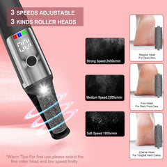 Felizshop electric foot file LED display and USB charging enable easy monitoring.