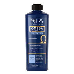 Felps Professional Omega Zero Unique bottle close-up highlighting premium formula for smoother, healthier hair