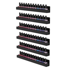 FEMELI nail polish wall rack six shelves front view, for quick color selection during manicures