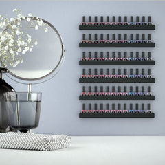 FEMELI nail polish wall rack side view, space-saving wall storage for a tidy collection