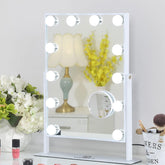 FENCHILIN lighted makeup mirror on vanity with bright even lighting for precise application.