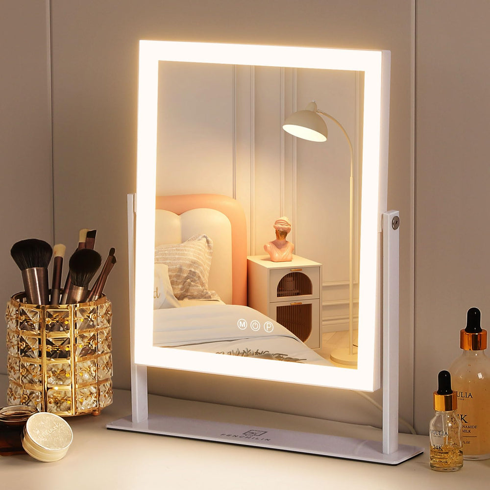 FENCHILIN vanity mirror with lights front view offers even makeup illumination.