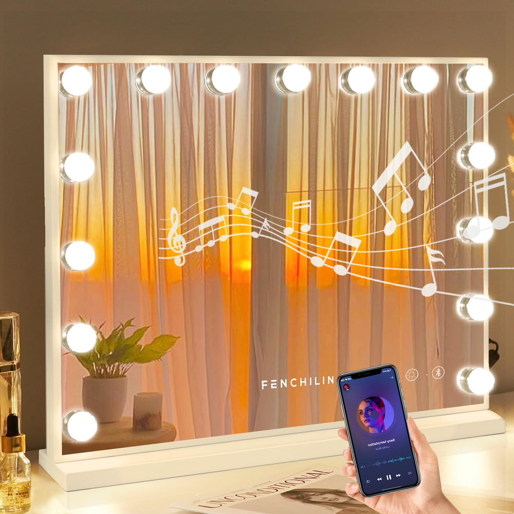 FENCHILIN vanity mirror with lights front view for clear makeup application and bright lighting