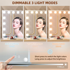FENCHILIN vanity mirror tempered glass provides sharp reflections and durable surface for daily use