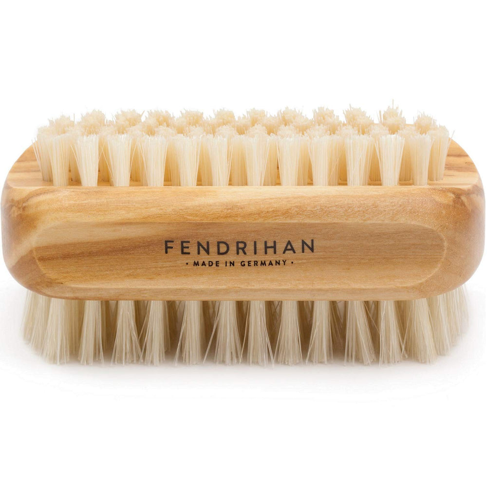 Fendrihan nail brush closeup shows genuine boar bristles for fingertip cleaning.