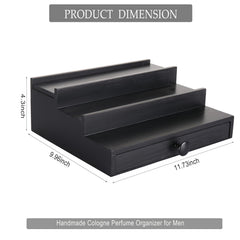 Fengligoo black wooden Cologne Organizer 3-tier display keeps fragrances organized for quick browsing
