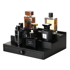 Fengligoo black wooden Cologne Organizer top view shows neat display for daily fragrances