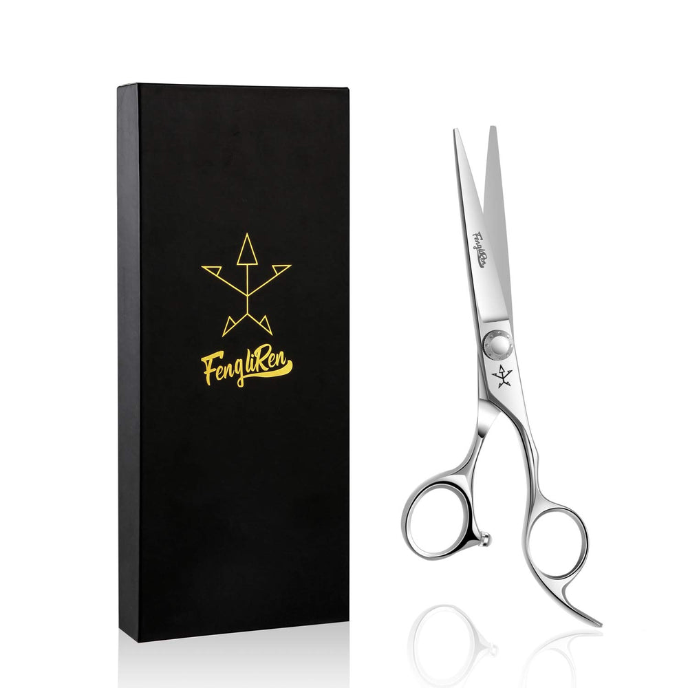 Fengliren 6-inch barber scissors blade close-up for precise cuts