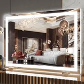 FENNIO makeup mirror with lights front view, large surface for precise makeup application