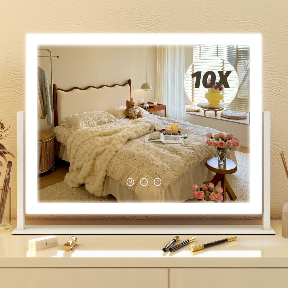 FENNIO vanity mirror with lights front view showing compact 13x17 size for precise makeup
