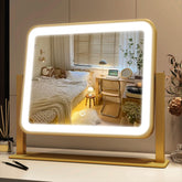 FENNIO vanity mirror lights 14x12 tabletop gold, compact size for quick makeup checks