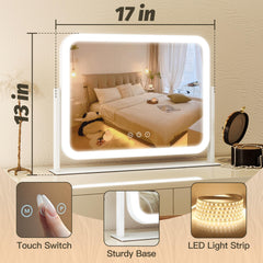 FENNIO vanity mirror with lights touch-screen control enables quick brightness and color changes.