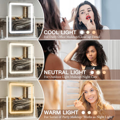 FENNIO vanity mirror touch sensor enables quick on/off and color change.