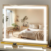 FENNIO vanity mirror with lights and gold frame for precise makeup application