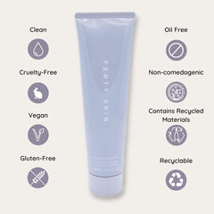 Fenty Skin Total Clean'r bottle on shelf showing modern packaging and routine.