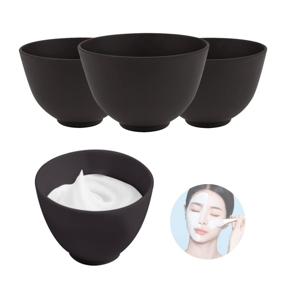 FERCAISH 4-piece silicone face mask bowls in black for DIY mask mixing.