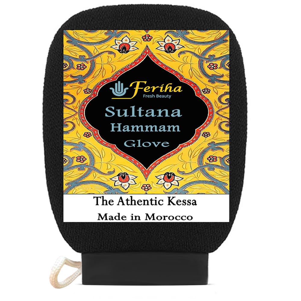 FERIHA Sultana Original Kessa Glove closeup weave for authentic hammam exfoliation.