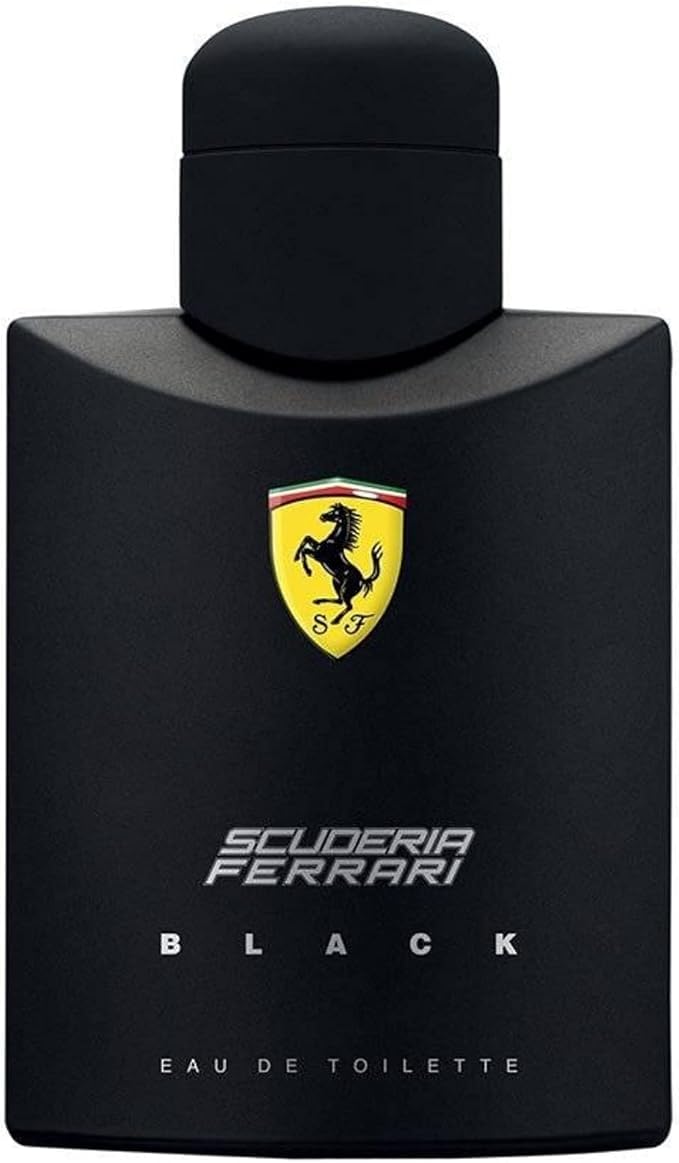 Ferrari Scuderia Black bottle front view for bold daily wear and confidence.