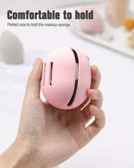 FERYES makeup sponge holder pink ventilation holes emphasize breathable design and cleaner storage.