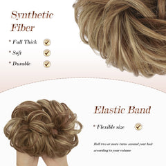 FESHFEN synthetic fiber mess bun highlights natural blend and softness.