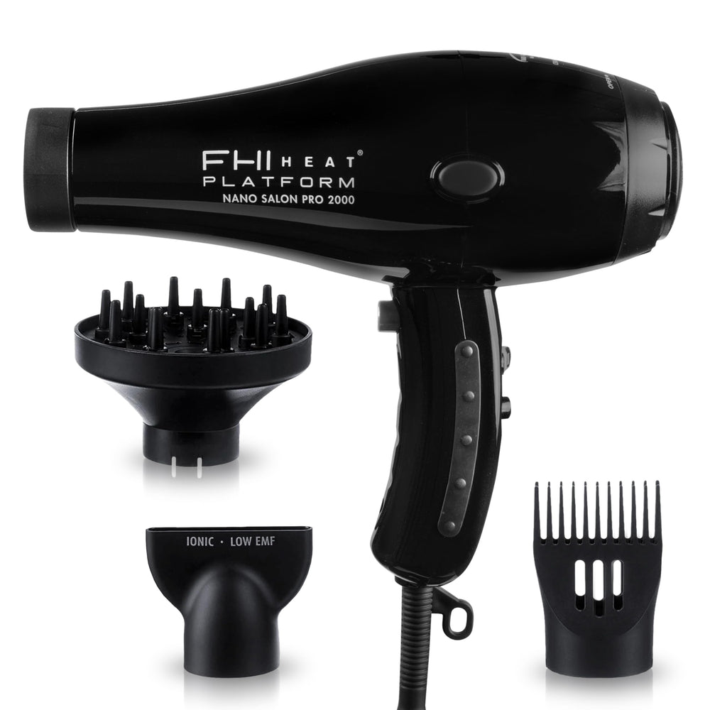 FHI Heat Platform Nano Power 2000 dryer front view for fast, even drying.