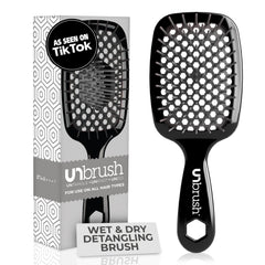 FHI Heat UNbrush bristles closeup shows dual-length bristles for gentle detangling.