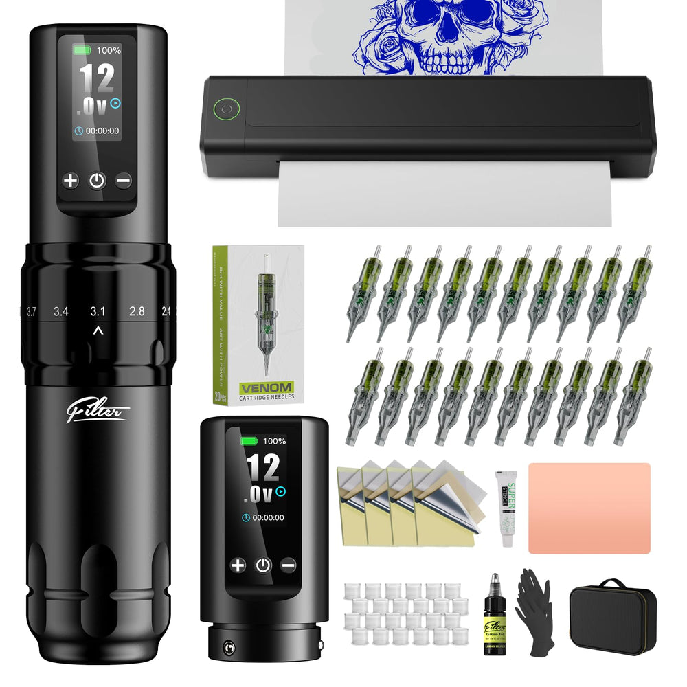 Filter Tattoo Stencil Printer front view shows compact, precise transfer capability for clean outlines.
