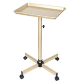 Findabetter champagne gold salon tray height-adjustable for ergonomic service at every station.