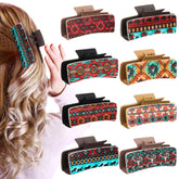 FineCheer western leather hair claw clip in brown provides secure all-day hold.