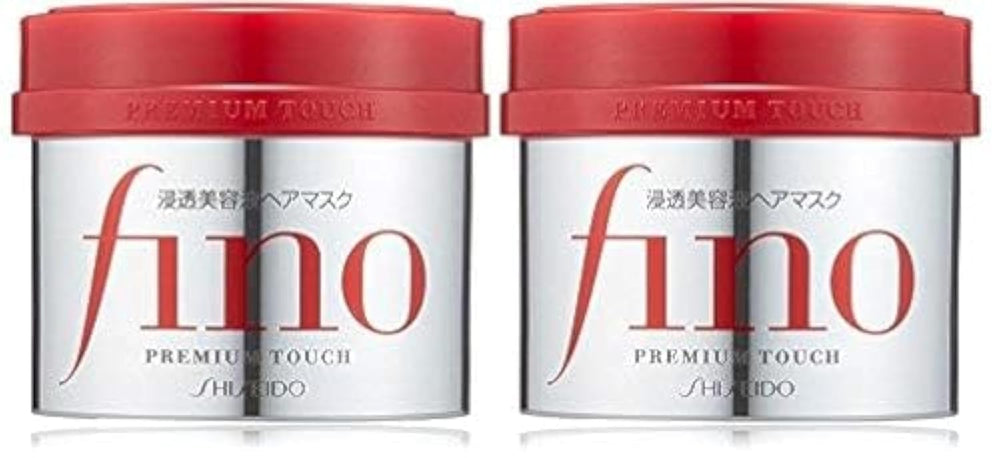 Fino Delfino Premium Touch Serum Hair Mask image showing two 230 g jars for smoother, hydrated hair.