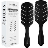 Fiora Naturals Detangler Brush close-up shows ultra-soft bristles for gentle detangling.