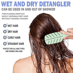 Fiora Naturals Detangler Brush hair dry use shows quick detangle and reduced drying time.